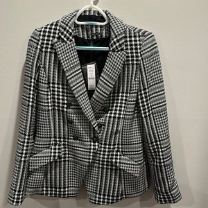 WHBM houndstooth double breasted blazer